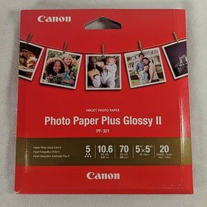 Canon Photo Paper Plus Glossy II PP-301 5"x5" 20 Sheets High Gloss NEW SEALED
